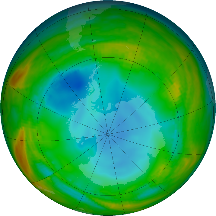 Antarctic ozone map for 17 July 1984